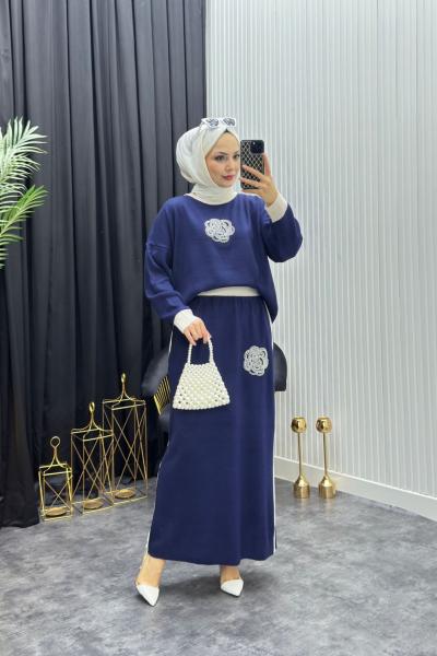 Gül Detay Takım Lacivert Lacivert