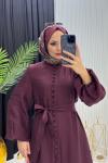 İkra Elbise Bordo Bordo