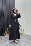 İncili Elbise Siyah Siyah