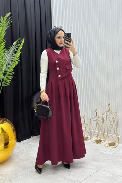 İsabel Elbise Bordo Bordo