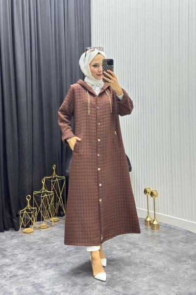 Kapitone Tesettür Kap Kahverengi Kahverengi