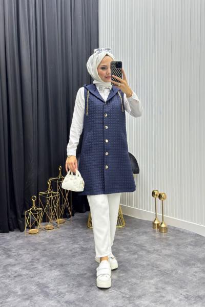 Kapitone Yelek Lacivert Lacivertt