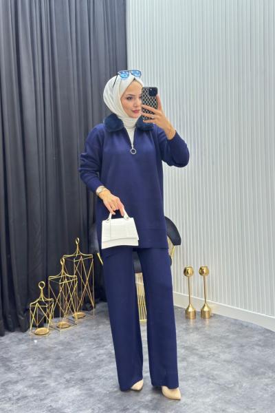 Kürklü Triko Takım Lacivert  Lacivert
