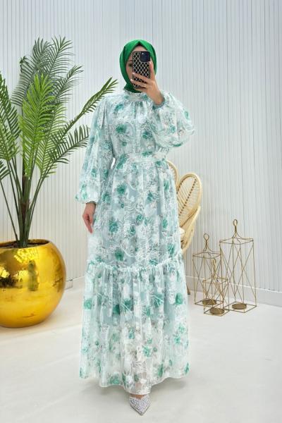 Lavin Tesettür Elbise Yeşil Yeşil