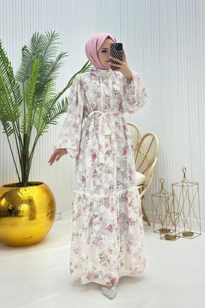 Lavin Tesettür Elbise Gül Gül