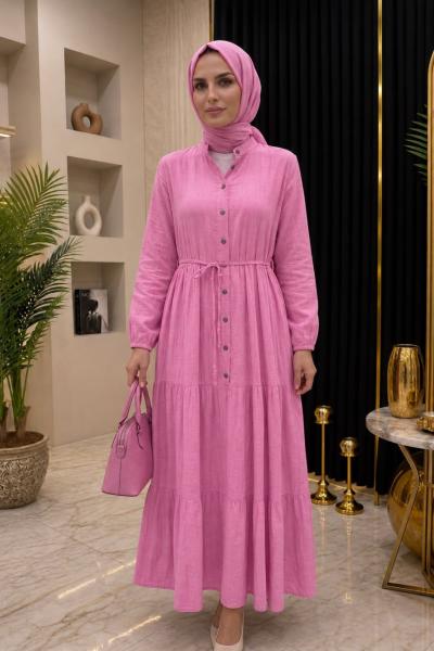 Leylim Elbise Pembe Pembe