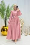 Lumin Tesettür Elbise Pembe Pembe