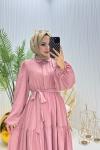 Lumin Tesettür Elbise Pembe Pembe
