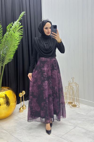 Manolya Takım Mor Siyah