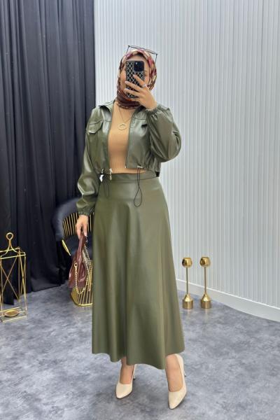 Moi Tesettür Takım Haki Yeşili  Haki