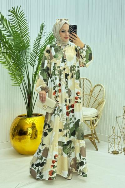 Most Tesettür Elbise Yeşil Yeşil