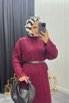 Örgü Desen Elbise Bordo Bordo