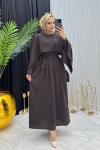 Pelerinli Elbise Kahverengi Kahverengi