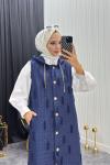 Püskül Detay Yelek Lacivert  Lacivert