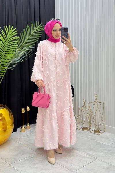 Püskül Elbise Pembe Pembe