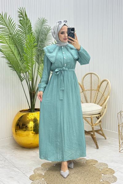 Rana Tesettür Elbise Yeşil Yeşil