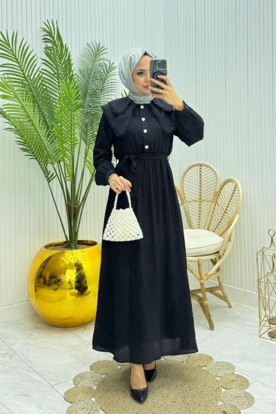 Rana Tesettür Elbise Siyah Siyah
