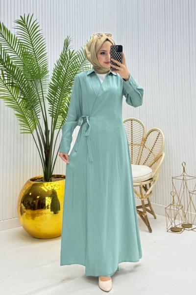 Retro Tesettür Ferace Mint Yeşili Mint Yeşili