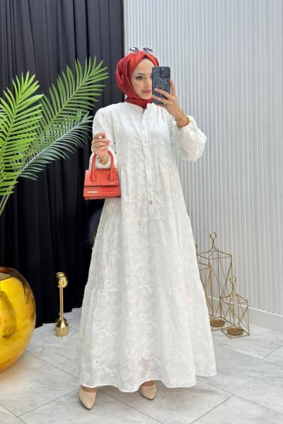 Selen Elbise Beyaz Beyaz