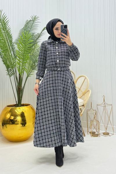 Sevgi Tesettür Takım Siyah beyaz Siyah Beyaz