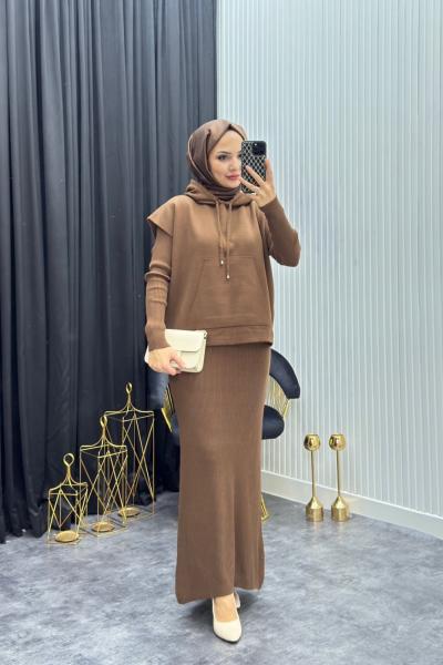 Süveterli Elbise Kahverengi  Kahverengi