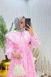 Tokyo Tesettür Elbise Pembe Pembe