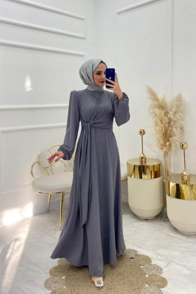 Yaren Tesettür Elbise Gri Gri